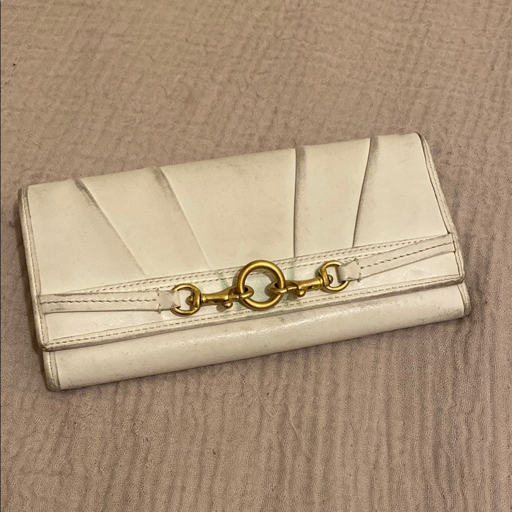 Coach Elegant White Wallet with Gold Accent